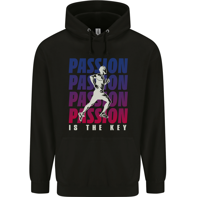 Running Passion Is the Key Runner Marathon Mens Hoodie Black