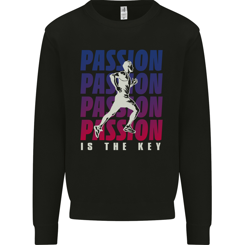 Running Passion Is the Key Runner Marathon Mens Sweatshirt Jumper Black