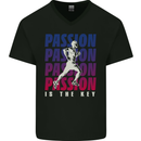 Running Passion Is the Key Runner Marathon Mens V-Neck Cotton T-Shirt Black