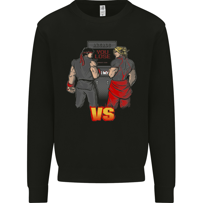 Ryu v's Ken Retro Video Game MMA Gaming Kids Sweatshirt Jumper Black