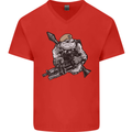 SAS Bulldog British Army Special Forces Mens V-Neck Cotton T-Shirt Red