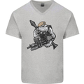 SAS Bulldog British Army Special Forces Mens V-Neck Cotton T-Shirt Sports Grey