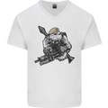 SAS Bulldog British Army Special Forces Mens V-Neck Cotton T-Shirt White