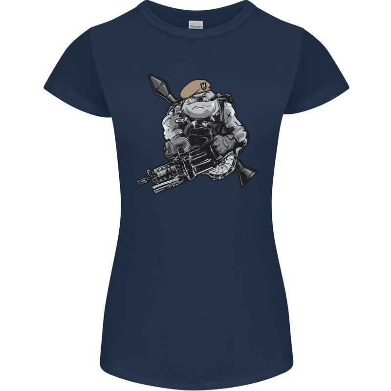 SAS Bulldog British Army Special Forces Womens Petite Cut T-Shirt Navy Blue