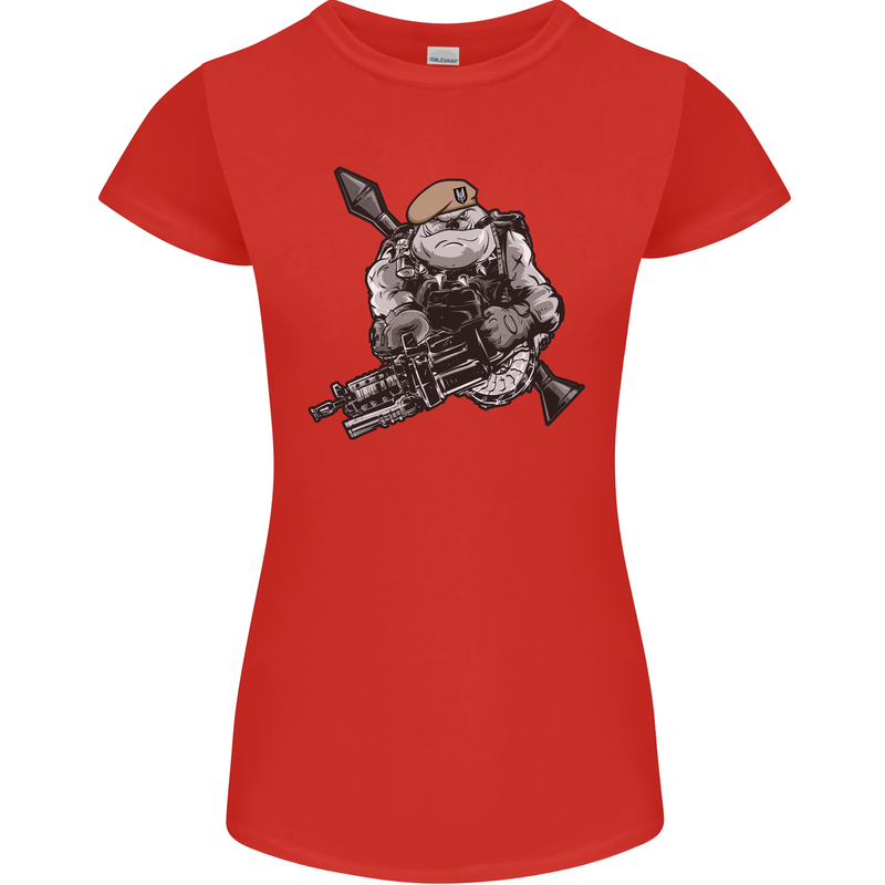 SAS Bulldog British Army Special Forces Womens Petite Cut T-Shirt Red