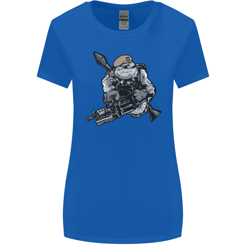 SAS Bulldog British Army Special Forces Womens Wider Cut T-Shirt Royal Blue