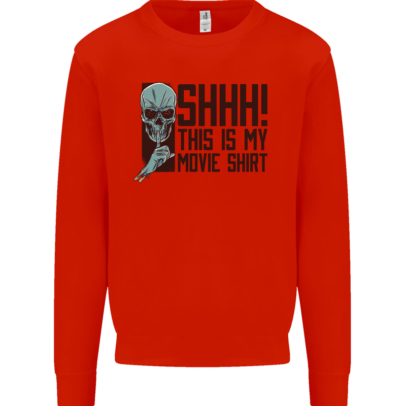 SHHH This Is My Movie T-Shirt Skull Horror Kids Sweatshirt Jumper Bright Red