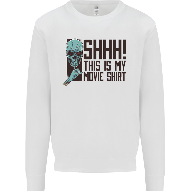 SHHH This Is My Movie T-Shirt Skull Horror Kids Sweatshirt Jumper White