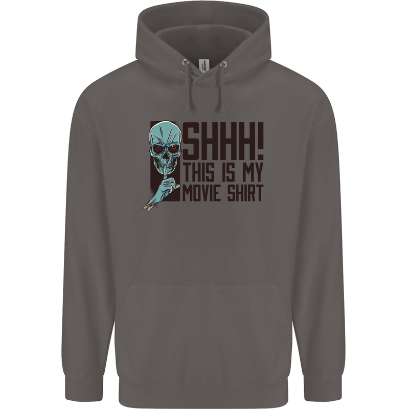 SHHH This Is My Movie T-Shirt Skull Horror Mens 80% Cotton Hoodie Charcoal