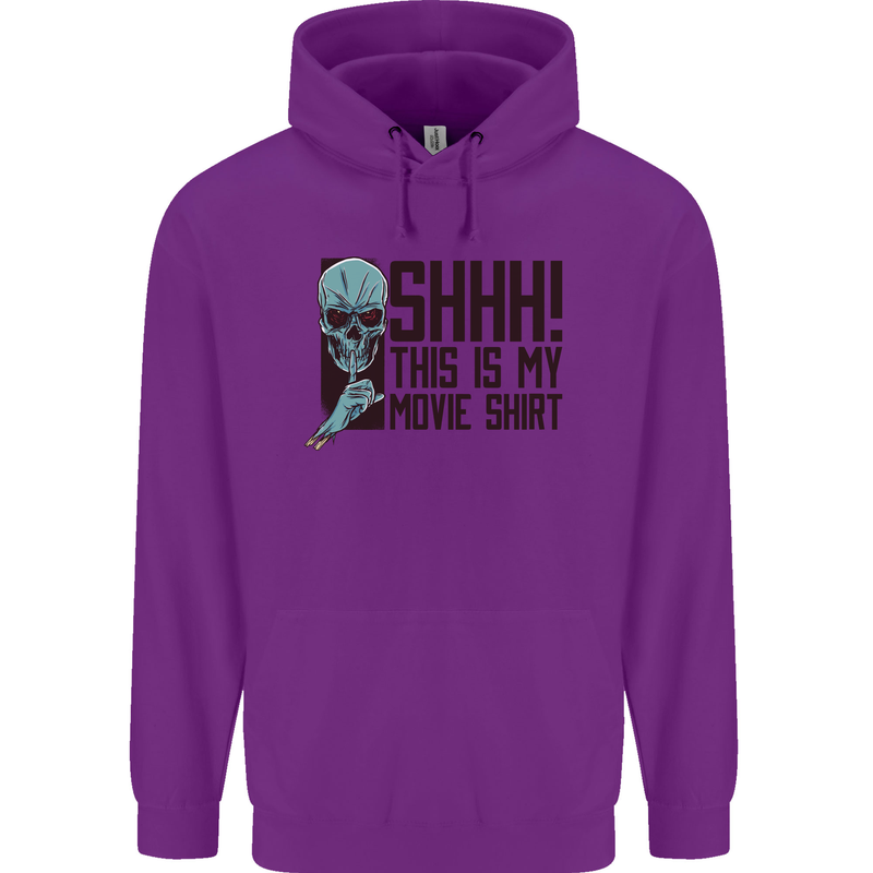 SHHH This Is My Movie T-Shirt Skull Horror Mens 80% Cotton Hoodie Purple