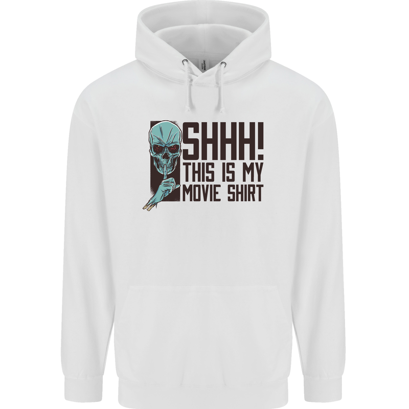 SHHH This Is My Movie T-Shirt Skull Horror Mens 80% Cotton Hoodie White