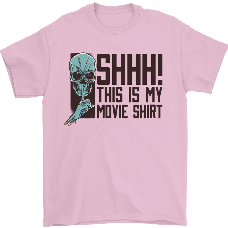 SHHH This Is My Movie T-Shirt Skull Horror Mens T-Shirt Cotton Gildan Light Pink