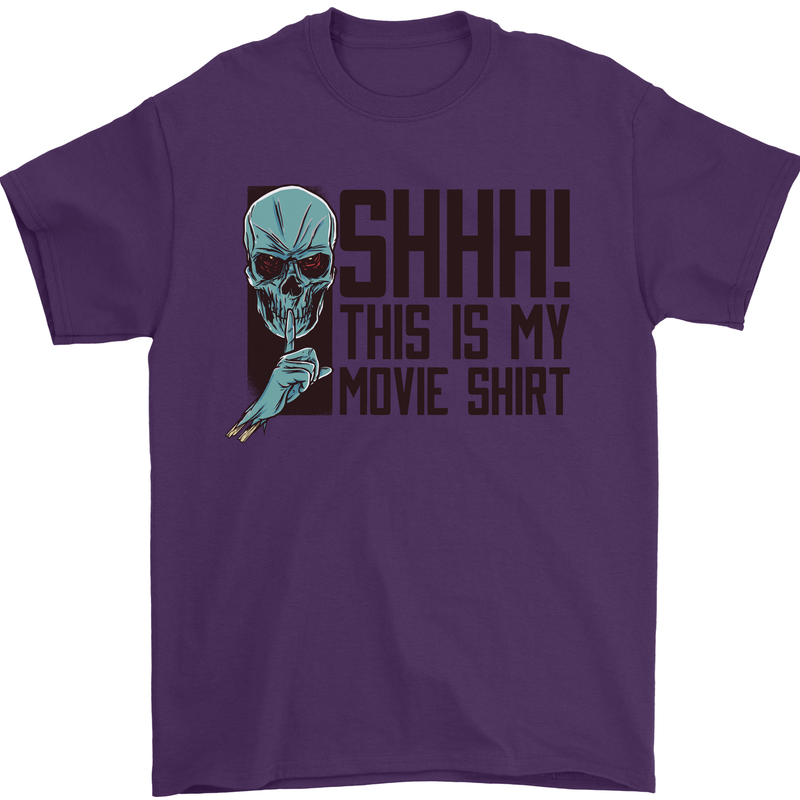 SHHH This Is My Movie T-Shirt Skull Horror Mens T-Shirt Cotton Gildan Purple