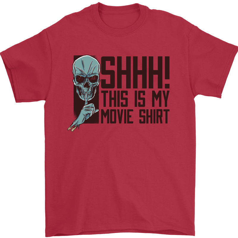 SHHH This Is My Movie T-Shirt Skull Horror Mens T-Shirt Cotton Gildan Red