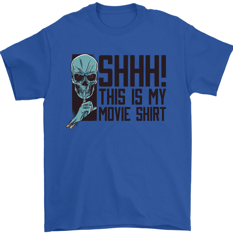 SHHH This Is My Movie T-Shirt Skull Horror Mens T-Shirt Cotton Gildan Royal Blue