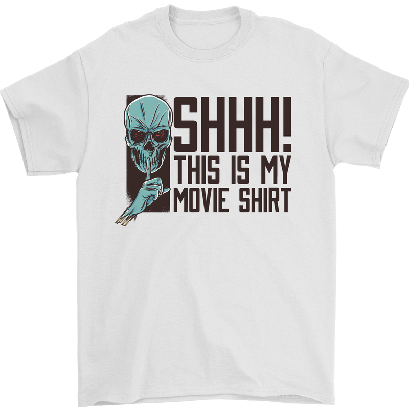 SHHH This Is My Movie T-Shirt Skull Horror Mens T-Shirt Cotton Gildan White