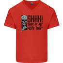 SHHH This Is My Movie T-Shirt Skull Horror Mens V-Neck Cotton T-Shirt Red