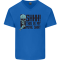SHHH This Is My Movie T-Shirt Skull Horror Mens V-Neck Cotton T-Shirt Royal Blue