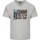 SHHH This Is My Movie T-Shirt Skull Horror Mens V-Neck Cotton T-Shirt Sports Grey