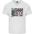 SHHH This Is My Movie T-Shirt Skull Horror Mens V-Neck Cotton T-Shirt White