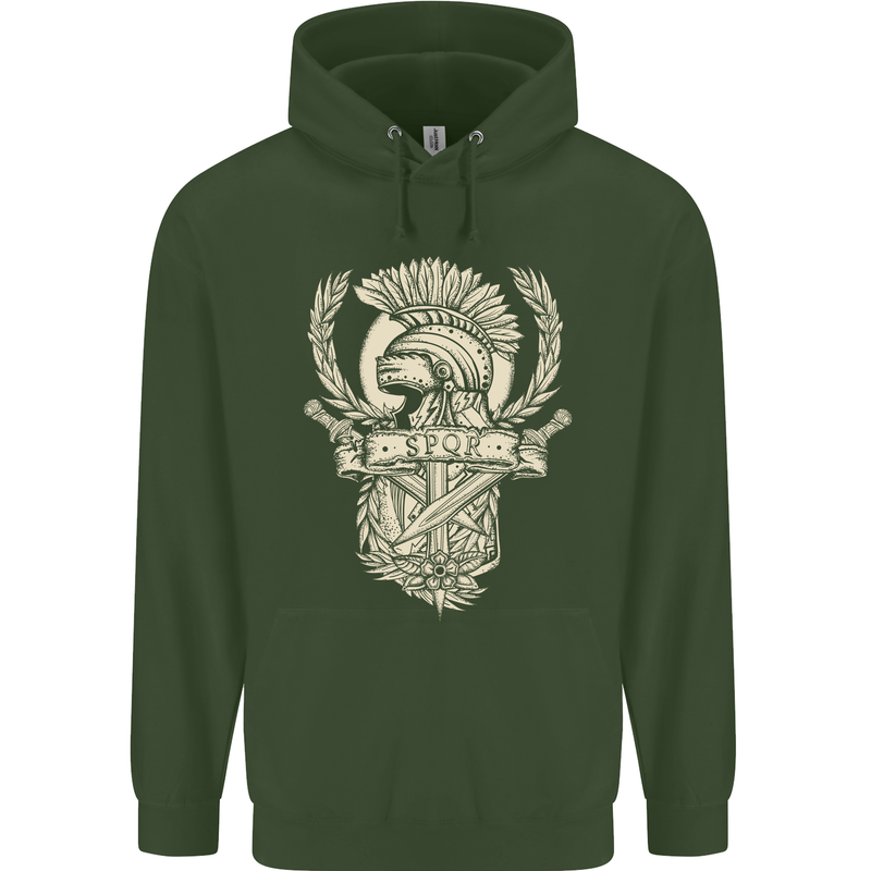 SPQR Helmet Gym Bodybuilding Training Top Childrens Kids Hoodie Forest Green