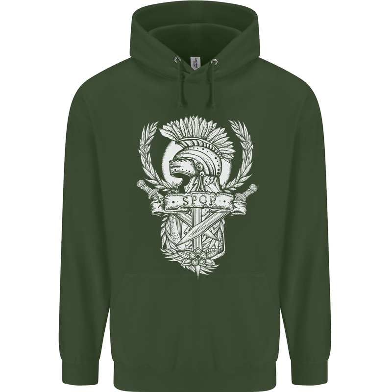 SPQR Helmet Gym Bodybuilding Training Top Childrens Kids Hoodie Forest Green