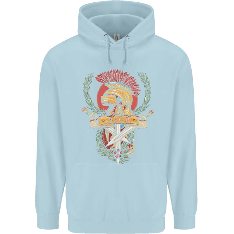 SPQR Helmet Gym Bodybuilding Training Top Childrens Kids Hoodie Light Blue