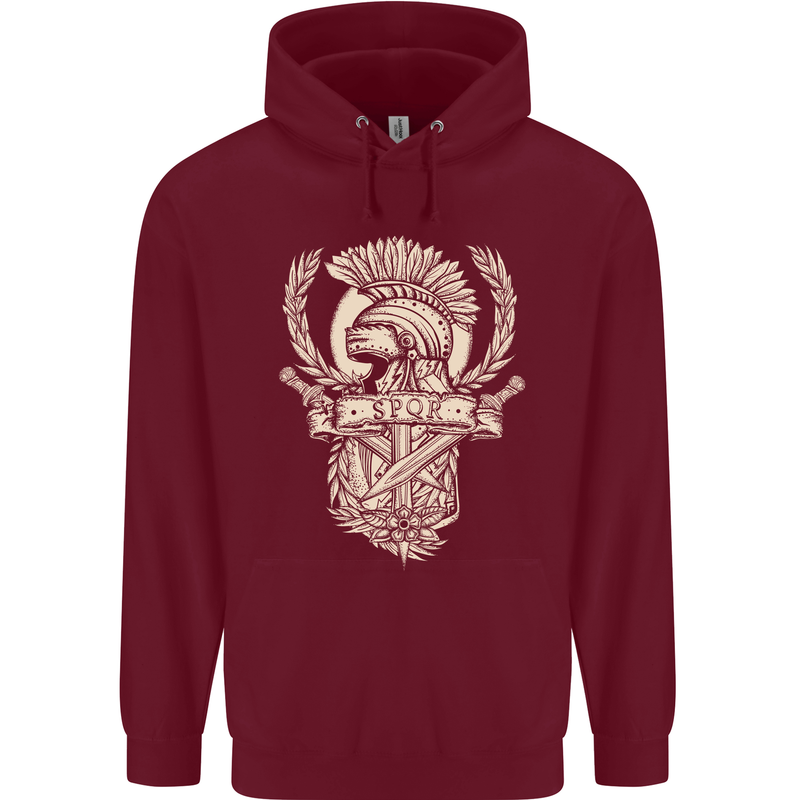 SPQR Helmet Gym Bodybuilding Training Top Childrens Kids Hoodie Maroon