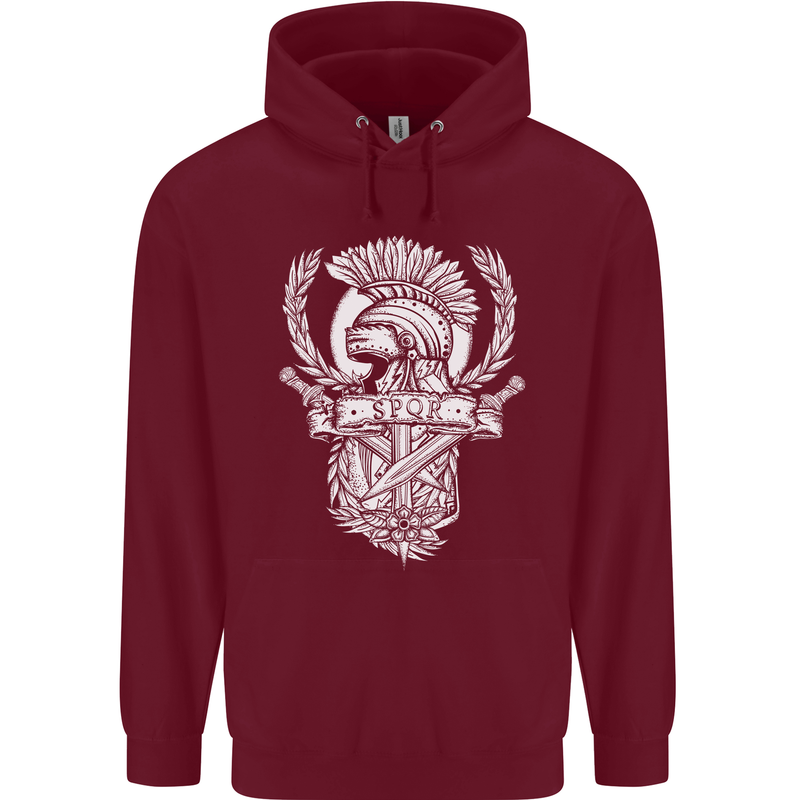 SPQR Helmet Gym Bodybuilding Training Top Childrens Kids Hoodie Maroon