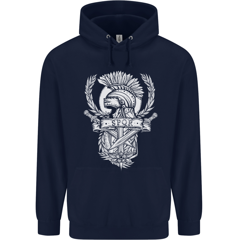 SPQR Helmet Gym Bodybuilding Training Top Childrens Kids Hoodie Navy Blue