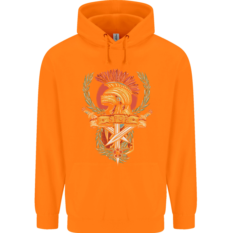 SPQR Helmet Gym Bodybuilding Training Top Childrens Kids Hoodie Orange