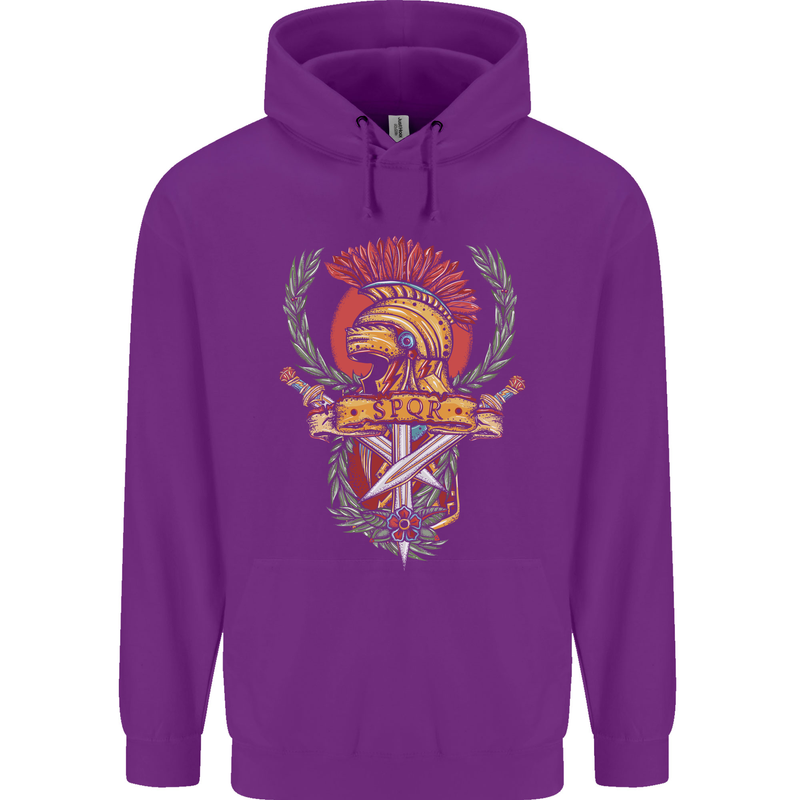 SPQR Helmet Gym Bodybuilding Training Top Childrens Kids Hoodie Purple