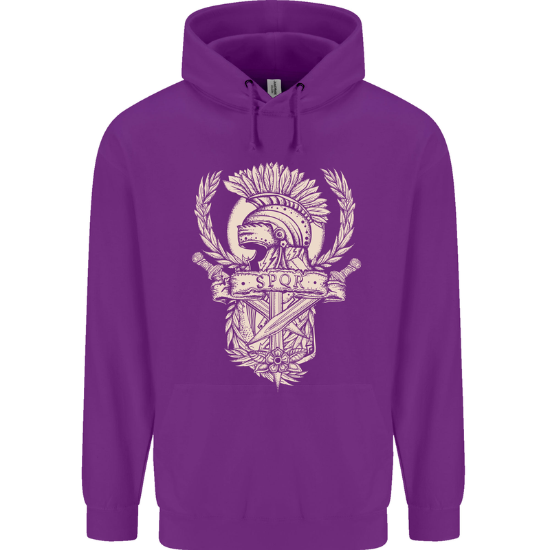 SPQR Helmet Gym Bodybuilding Training Top Childrens Kids Hoodie Purple