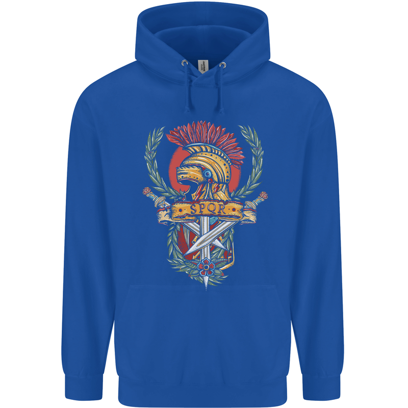 SPQR Helmet Gym Bodybuilding Training Top Childrens Kids Hoodie Royal Blue