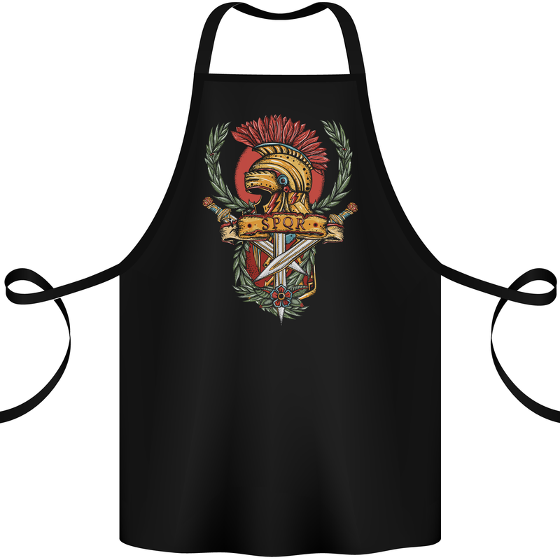 SPQR Helmet Gym Bodybuilding Training Top Cotton Apron 100% Organic Black