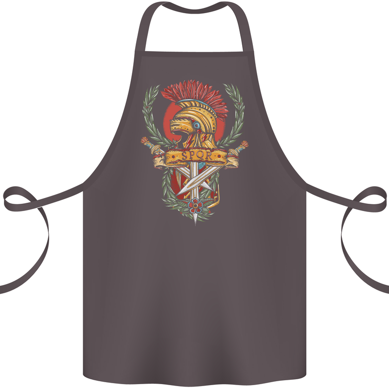 SPQR Helmet Gym Bodybuilding Training Top Cotton Apron 100% Organic Dark Grey