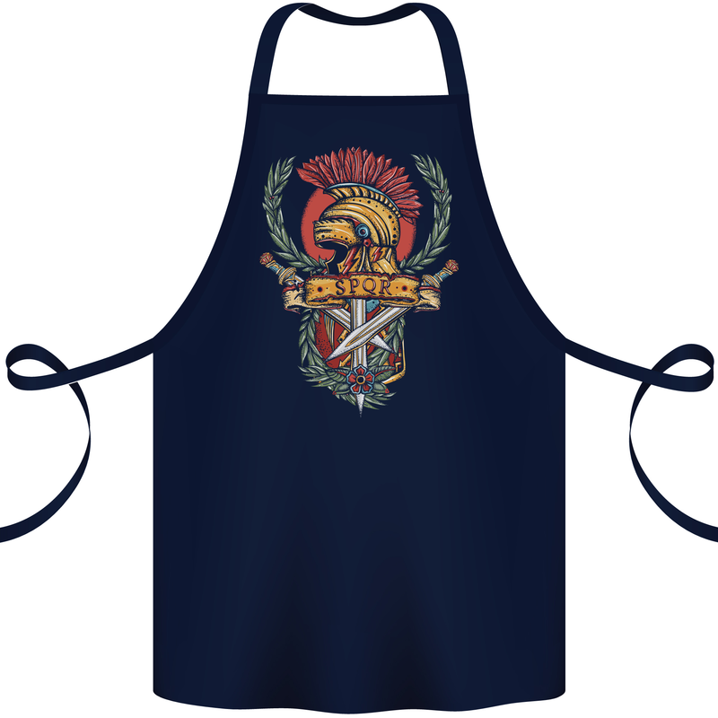 SPQR Helmet Gym Bodybuilding Training Top Cotton Apron 100% Organic Navy Blue