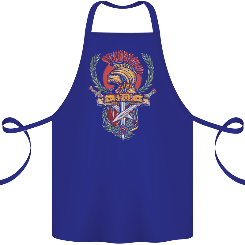 SPQR Helmet Gym Bodybuilding Training Top Cotton Apron 100% Organic Royal Blue