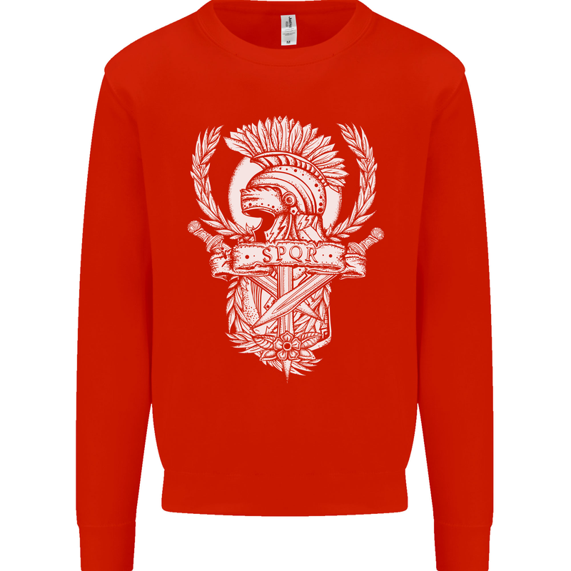 SPQR Helmet Gym Bodybuilding Training Top Kids Sweatshirt Jumper Bright Red