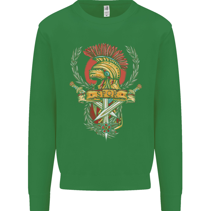 SPQR Helmet Gym Bodybuilding Training Top Kids Sweatshirt Jumper Irish Green