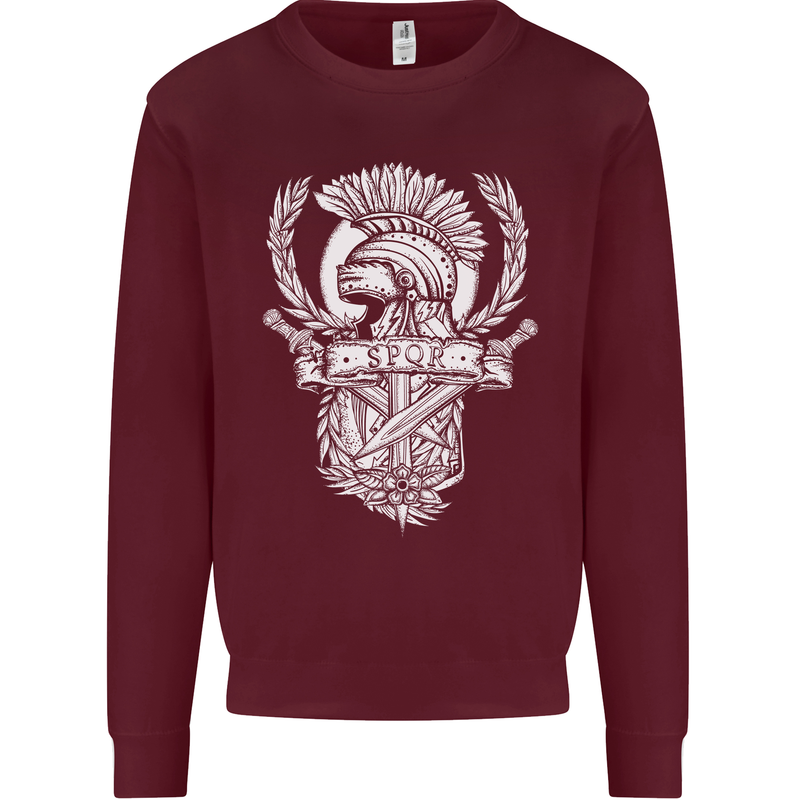 SPQR Helmet Gym Bodybuilding Training Top Kids Sweatshirt Jumper Maroon