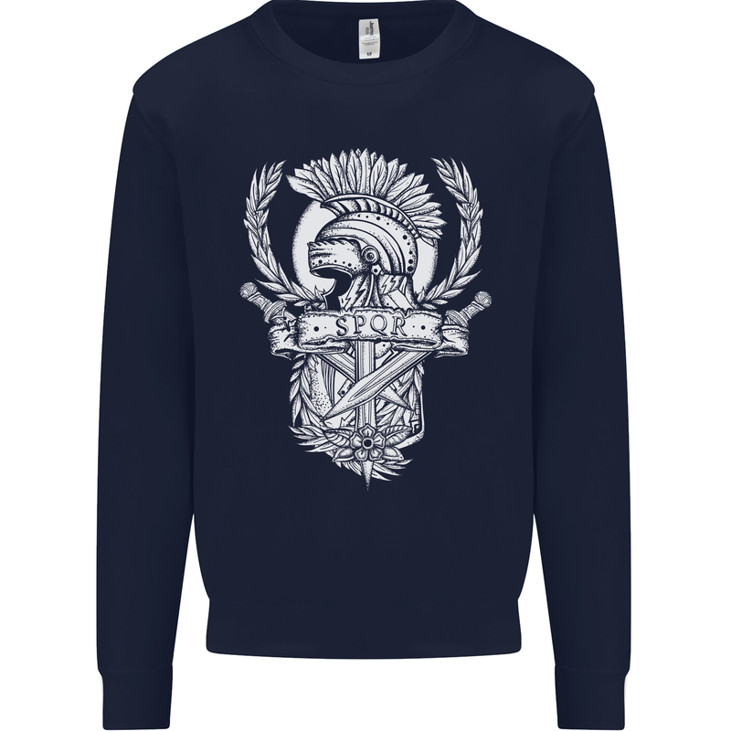 SPQR Helmet Gym Bodybuilding Training Top Kids Sweatshirt Jumper Navy Blue