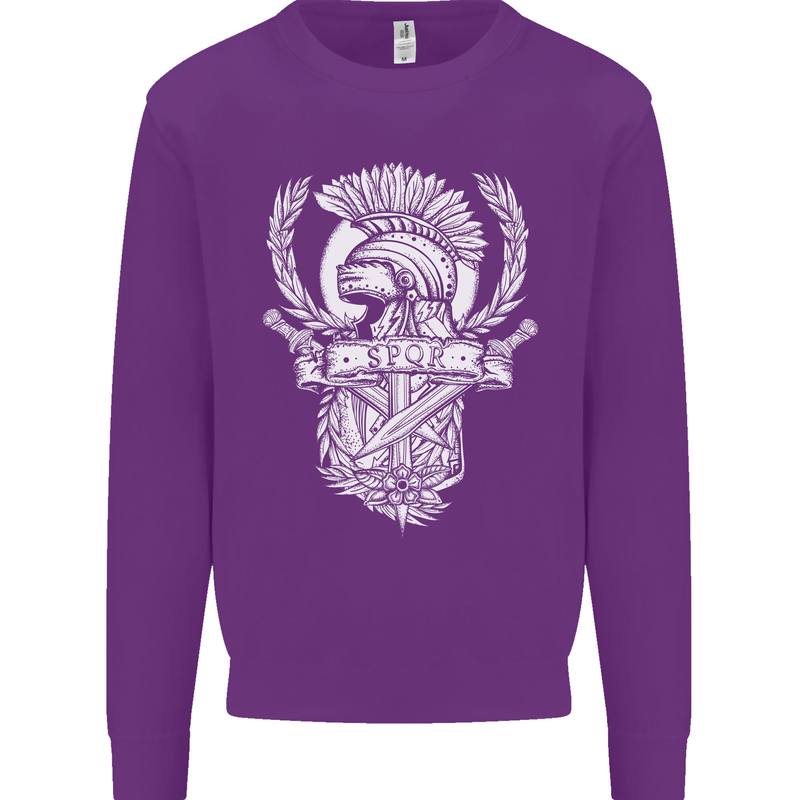 SPQR Helmet Gym Bodybuilding Training Top Kids Sweatshirt Jumper Purple
