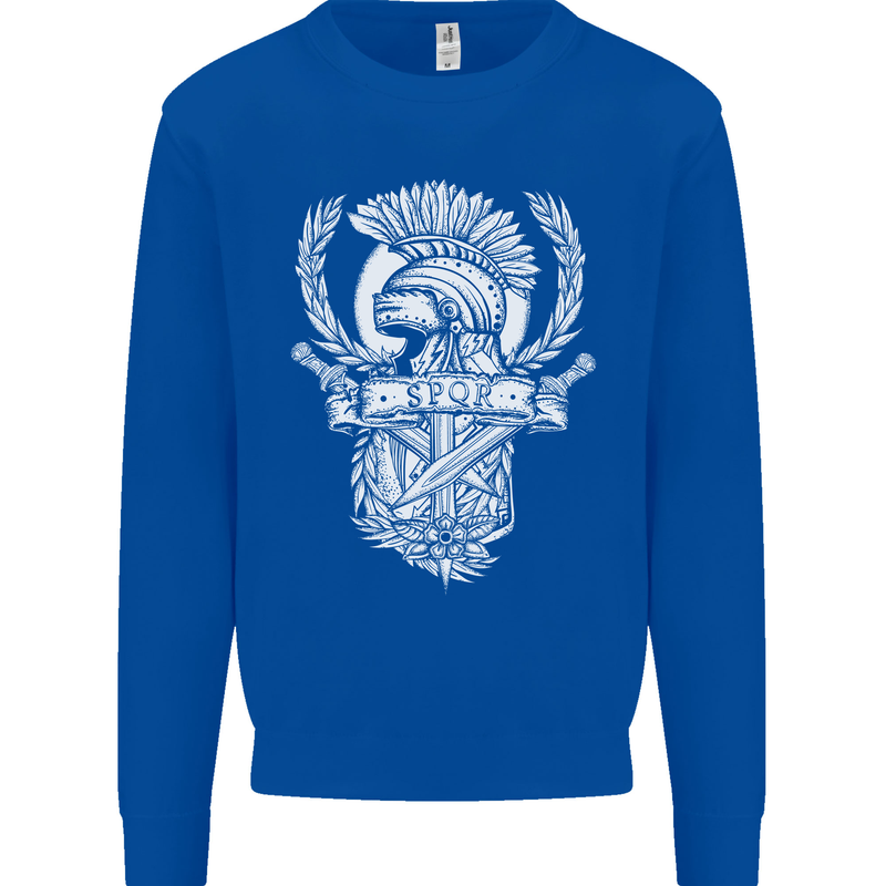 SPQR Helmet Gym Bodybuilding Training Top Kids Sweatshirt Jumper Royal Blue