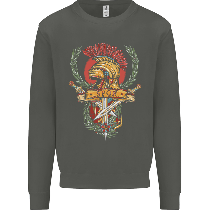 SPQR Helmet Gym Bodybuilding Training Top Kids Sweatshirt Jumper Storm Grey
