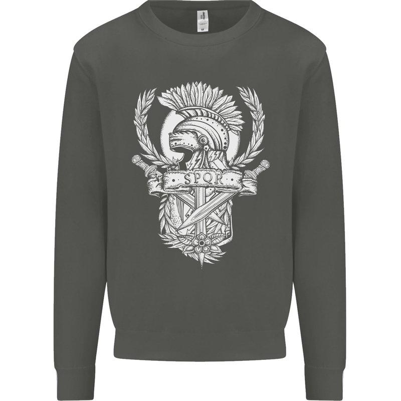 SPQR Helmet Gym Bodybuilding Training Top Kids Sweatshirt Jumper Storm Grey