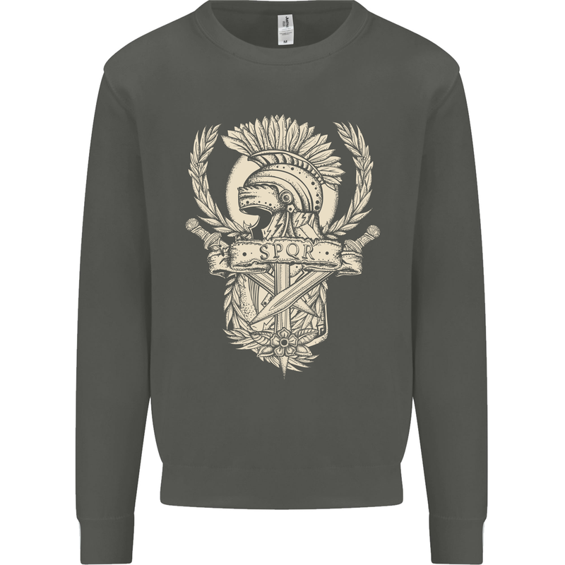 SPQR Helmet Gym Bodybuilding Training Top Kids Sweatshirt Jumper Storm Grey