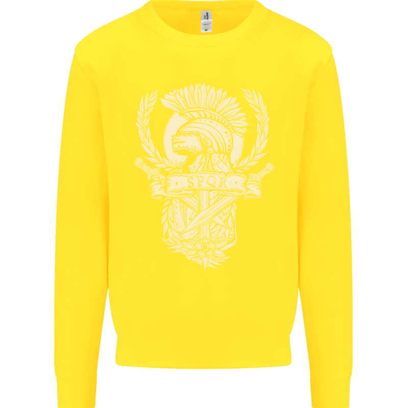 SPQR Helmet Gym Bodybuilding Training Top Kids Sweatshirt Jumper Yellow