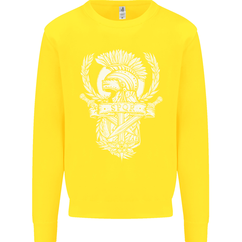SPQR Helmet Gym Bodybuilding Training Top Kids Sweatshirt Jumper Yellow