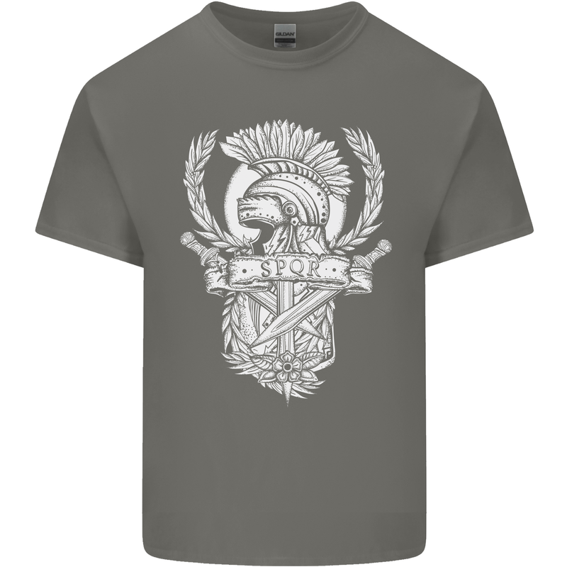 SPQR Helmet Gym Bodybuilding Training Top Kids T-Shirt Childrens Charcoal